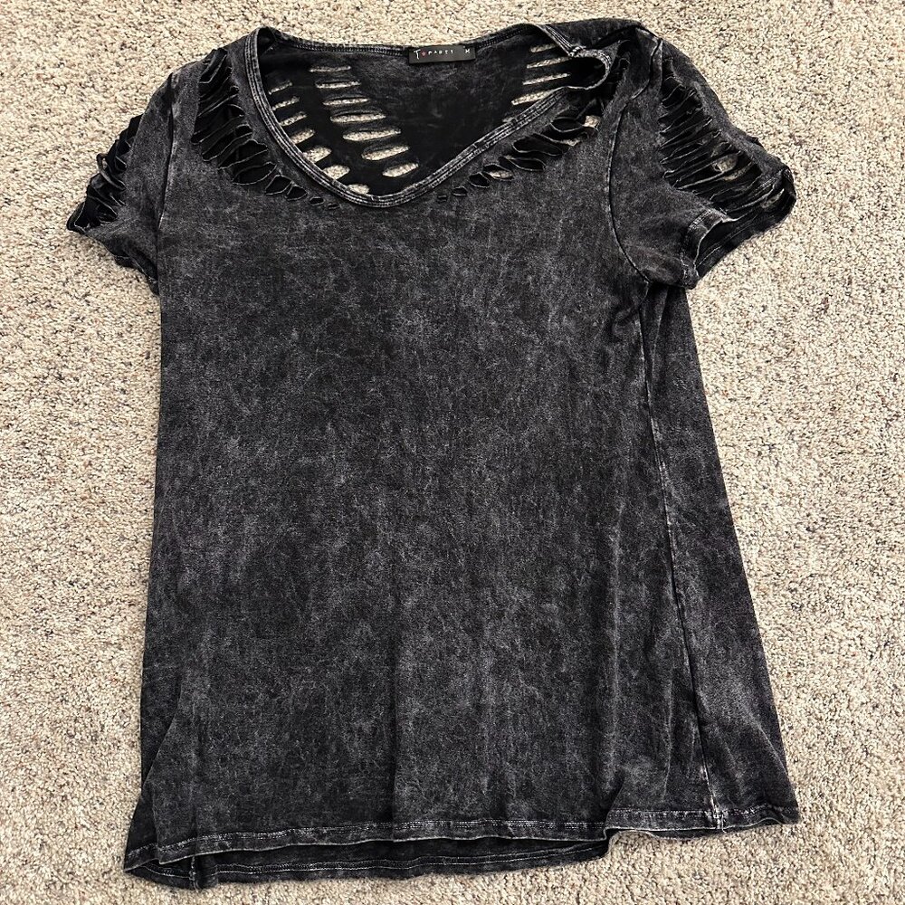Gray tie dye distressed shirt